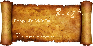 Rapp Ádám névjegykártya