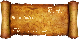 Rapp Ádám névjegykártya